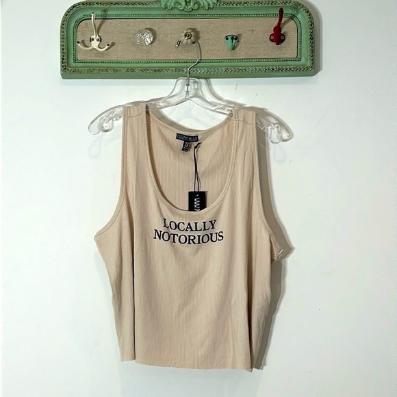 Current Mood locally notorious graphic ribbed stretch tank top cropped 3X plus - Picture 1 of 7